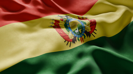 Close-up of Waving Bolivia flag