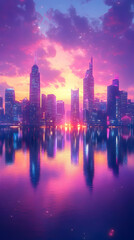Obraz premium Neon Cityscape Illustration