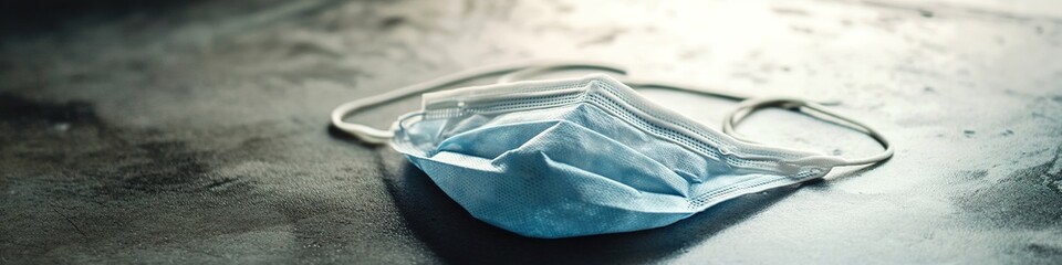 simple photo of medical mask lying on table with copy space