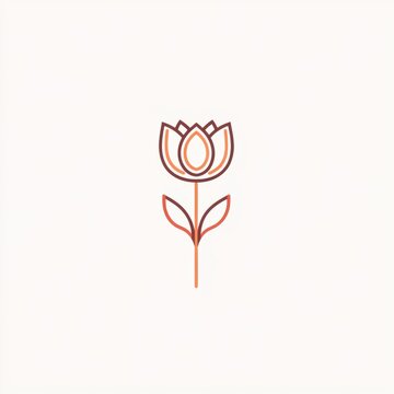 recommend clip art: Un dessin au trait minimaliste d'une fleur avec des feuilles.