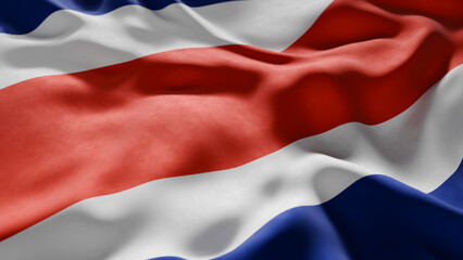 Close-up of Waving Costa Rica flag