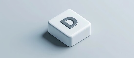White cube with gray letter D.