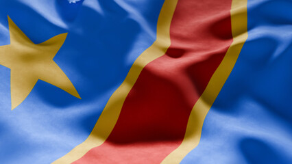 Close-up of Waving Democratic Republic Congo flag