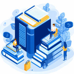 Isometric Book Stack Illustration
