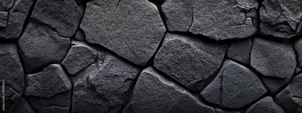 Poster a textured surface of dark stones arranged in a natural pattern.