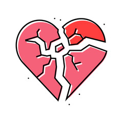 broken heart fracture color icon vector. broken heart fracture sign. isolated symbol illustration