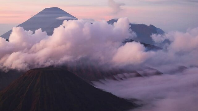 Spectacular sunrise view of Bromo volcano on Java island Indonesia