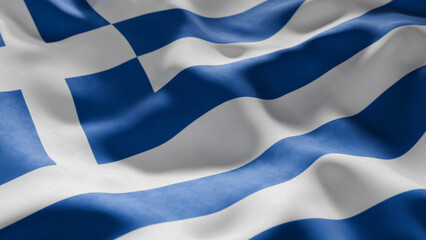 Close-up of Waving Greece flag