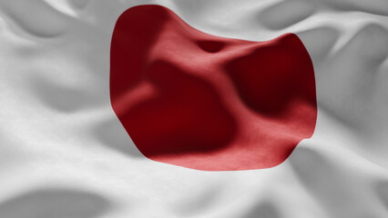 Close-up of Waving Japan flag