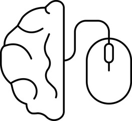 Artificial intelligence AI icon in line style, machine learning, smart robotic, cloud computing, network, digital, AI technology.