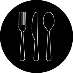Cutlery icon. Spoon, forks, knife illustration