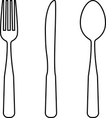 Cutlery icon. Spoon, forks, knife illustration