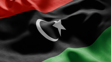 Close-up of Waving Libya flag