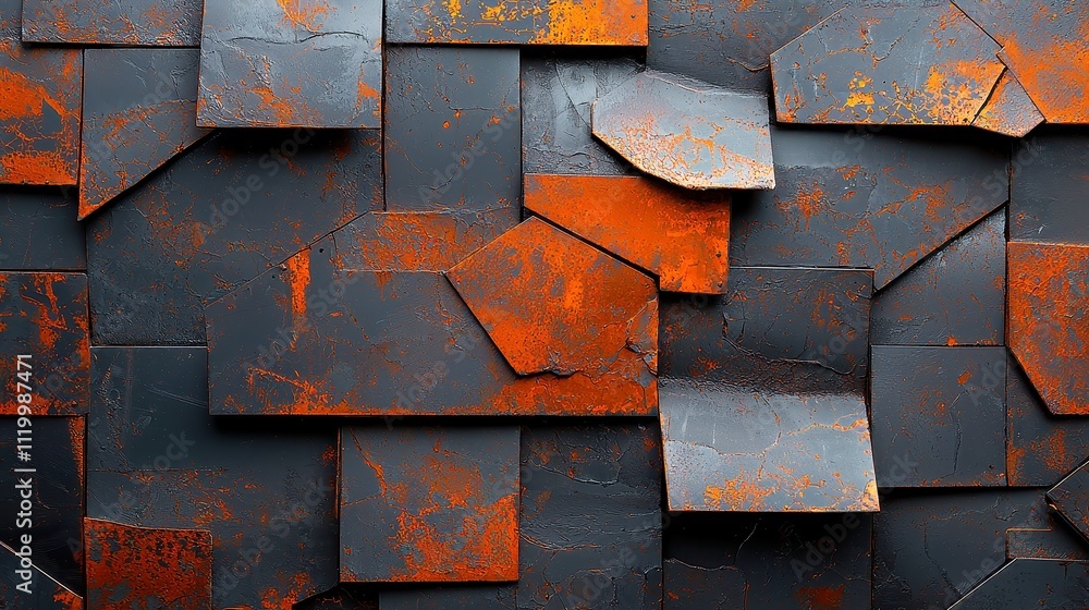 Poster abstract metallic surface, shimmering textures and gradients, creating an industrial yet artistic ba