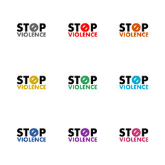 Stop violence sign  icon isolated on white background. Set icons colorful