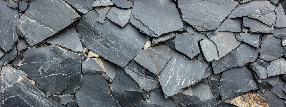 Poster a textured surface of slate stones arranged in a natural pattern.