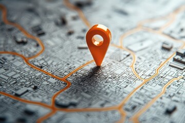 A location pin icon on a detailed urban map, indicating position and direction for navigation.