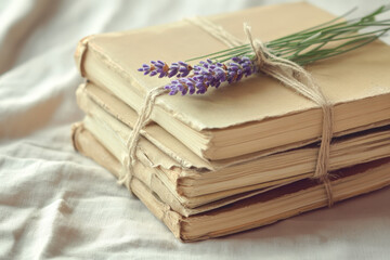 Vintage Books with Lavender