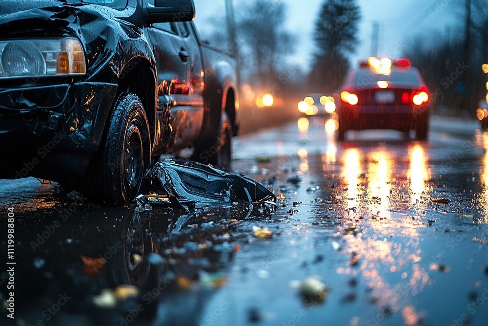 Aufkleber a detailed image showcasing the collision between a pickup truck and a car. the scene captures the e