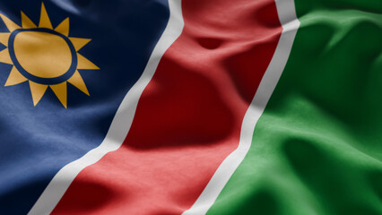 Fototapeta premium Close-up of Waving Namibia flag