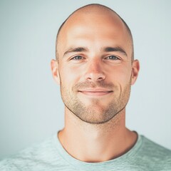 Fototapeta premium Cheerful young man with a friendly smile against a light background.
