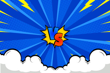 blue comic book style pop art abstract background cartoon cloud template