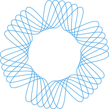 recommend clip art: Circular rosette with hypnotic effect created by thin blue lines in a guilloche vector decorative element ideal for certificate, diploma, or currency design
