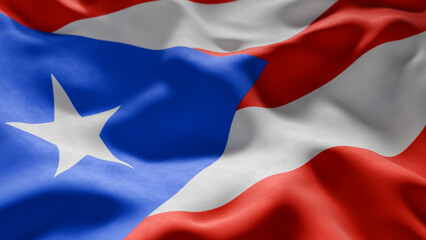 Close-up of Waving Puerto Rico flag