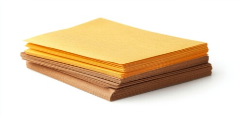 Fototapeta premium Set of Yellow and Brown Paper Notes Isolated on White Background