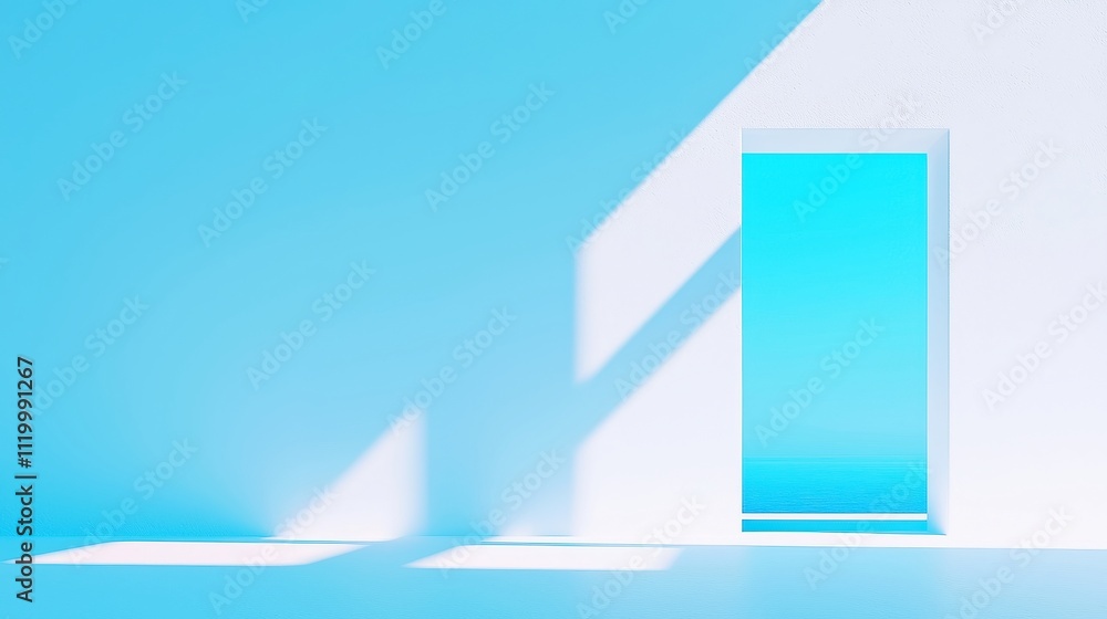 Poster soft blue backdrop with subtle shadows and light patterns, ideal for showcasing products against a c