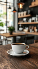 Fototapeta premium Coffee Cup on Wooden Table 3D Illustration