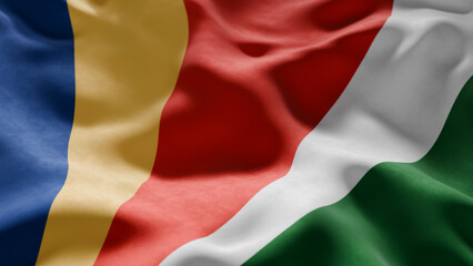 Close-up of Waving Seychelles flag