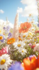 Fototapeta premium Vibrant aster flowers in full bloom scenic field nature daylight colorful environment late season beauty