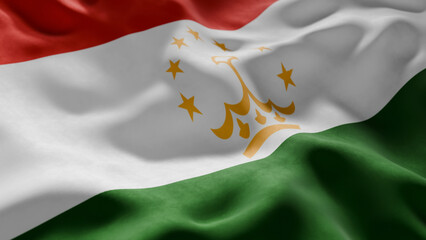 Close-up of Waving Tajikistan flag