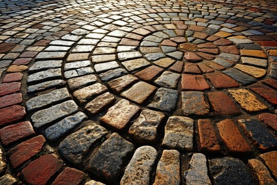 Circular Patio Paver Puzzle: Decorative Stone and Brick Work for Landscaping