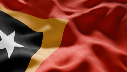 Close-up of Waving Timor Leste flag