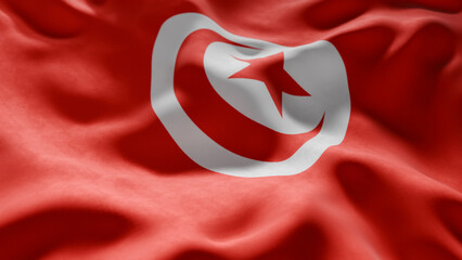 Close-up of Waving Tunisia flag