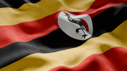 Close-up of Waving Uganda flag