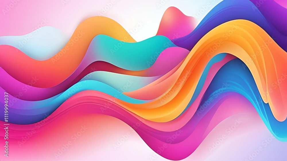 Poster a colorful fluid background enriched with dynamic textured geometric aspects. this contemporary illu