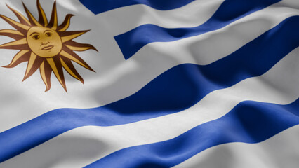 Close-up of Waving Uruguay flag