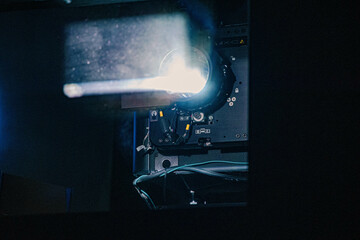  An digital movie projector in a theater