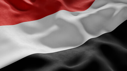 Close-up of Waving Yemen flag