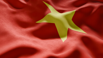 Close-up of Waving Vietnam flag