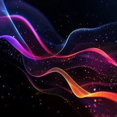 Neon striped light effect with fluid color. Abstract shining wave background. Magic screen design