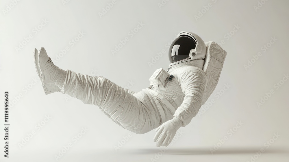 Aufkleber A floating astronaut in a minimalist setting, showcasing space exploration themes.
