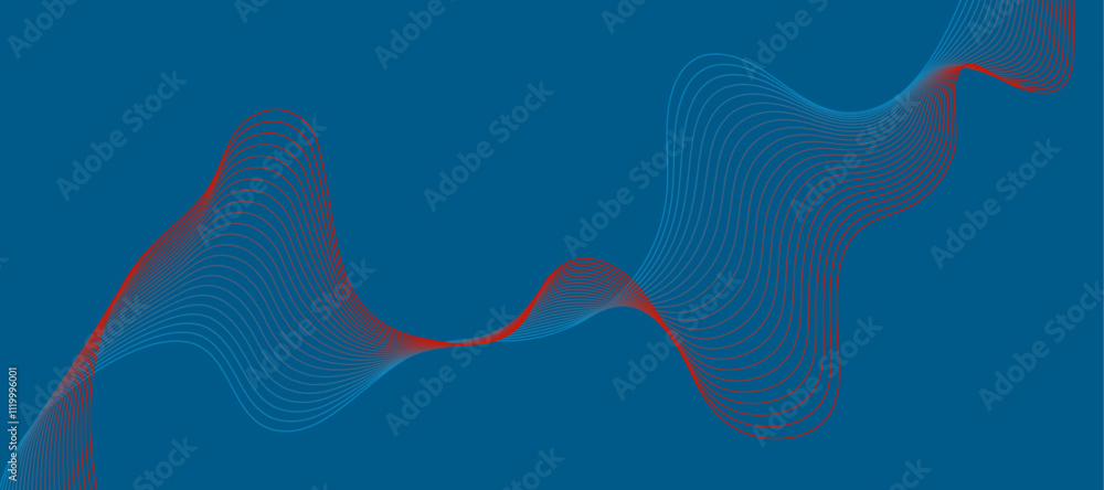 Aufkleber abstract glowing wave lines on dark blue background. dynamic wave pattern. modern flowing wavy lines