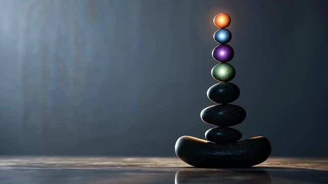 Inner energy flow: serene meditation focusing on chakra visualization, harmonizing body energy centers, creating peaceful experience that promotes balance, mindfulness, spiritual well-being.