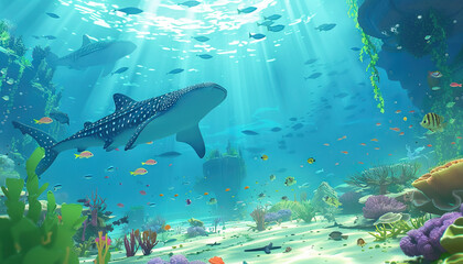 Undersea Quest: Contestants dive into an underwater arena filled with marine life and coral reefs, competing in aquatic challenges, treasure hunts, and underwater obstacle courses