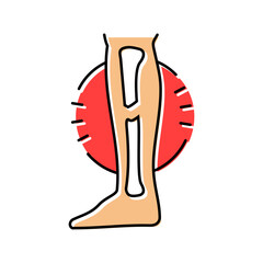 broken leg fracture injury color icon vector. broken leg fracture injury sign. isolated symbol illustration
