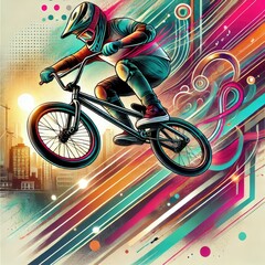 Design a dynamic BMX action background.